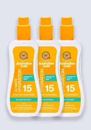 Australian Gold Clear Spray Gel SPF 15 237ml - 3 Pack Saver