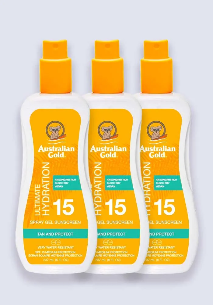 Australian Gold Clear Spray Gel SPF 15 237ml - 3 Pack Saver
