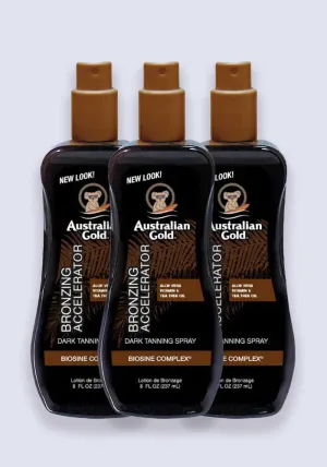 Australian Gold Dark Tanning Accelerator Spray Gel With Instant Bronzer 237ml - 3 Pack Saver