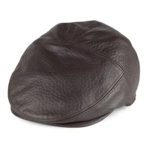Bailey Hats Langham Leather Flat Cap - Dark Brown