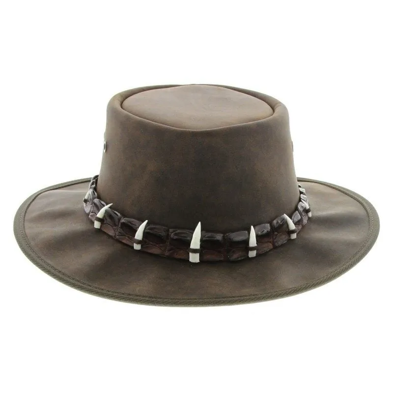 Barmah 1033MC Outback 5 Croc Teeth Crocodile Hat - Brown