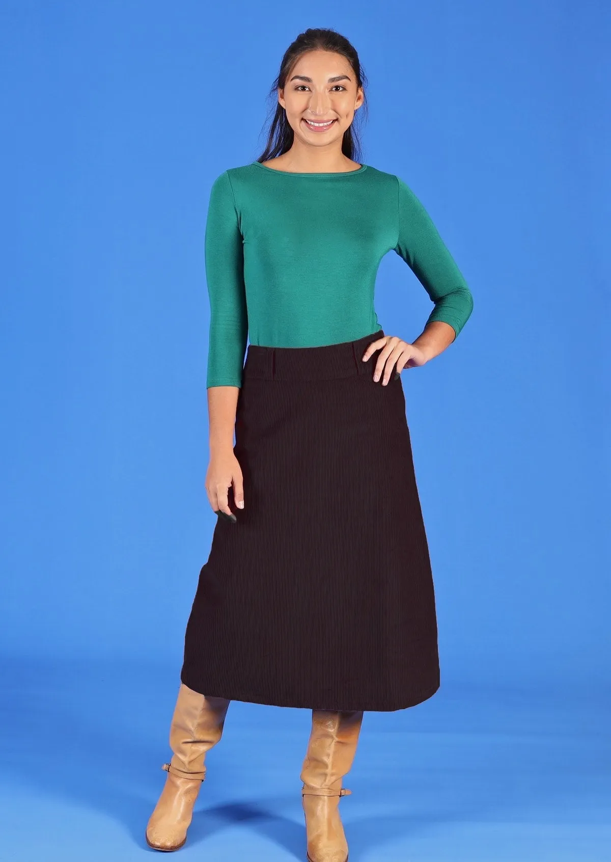 Belt Loop Corduroy Skirt Black