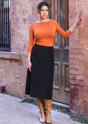 Belt Loop Corduroy Skirt Black