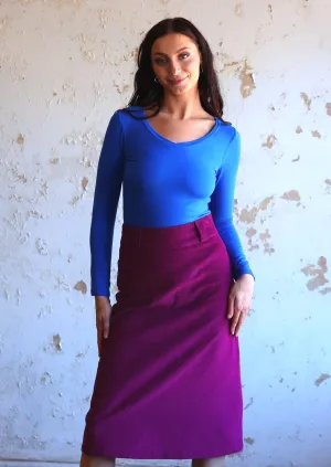 Belt Loop Corduroy Skirt Plum Caspia
