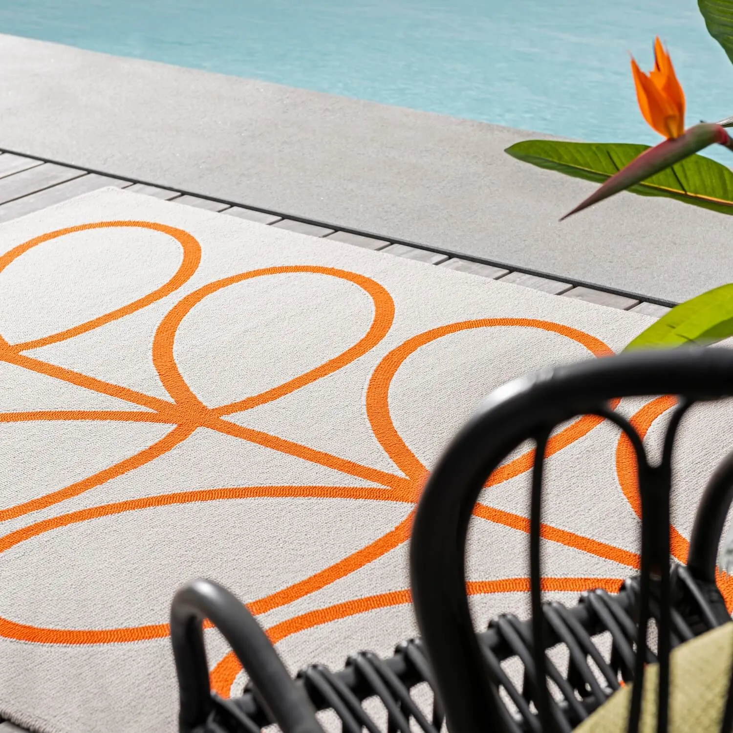 Giant Linear Stem Persimmon Outdoor Rug