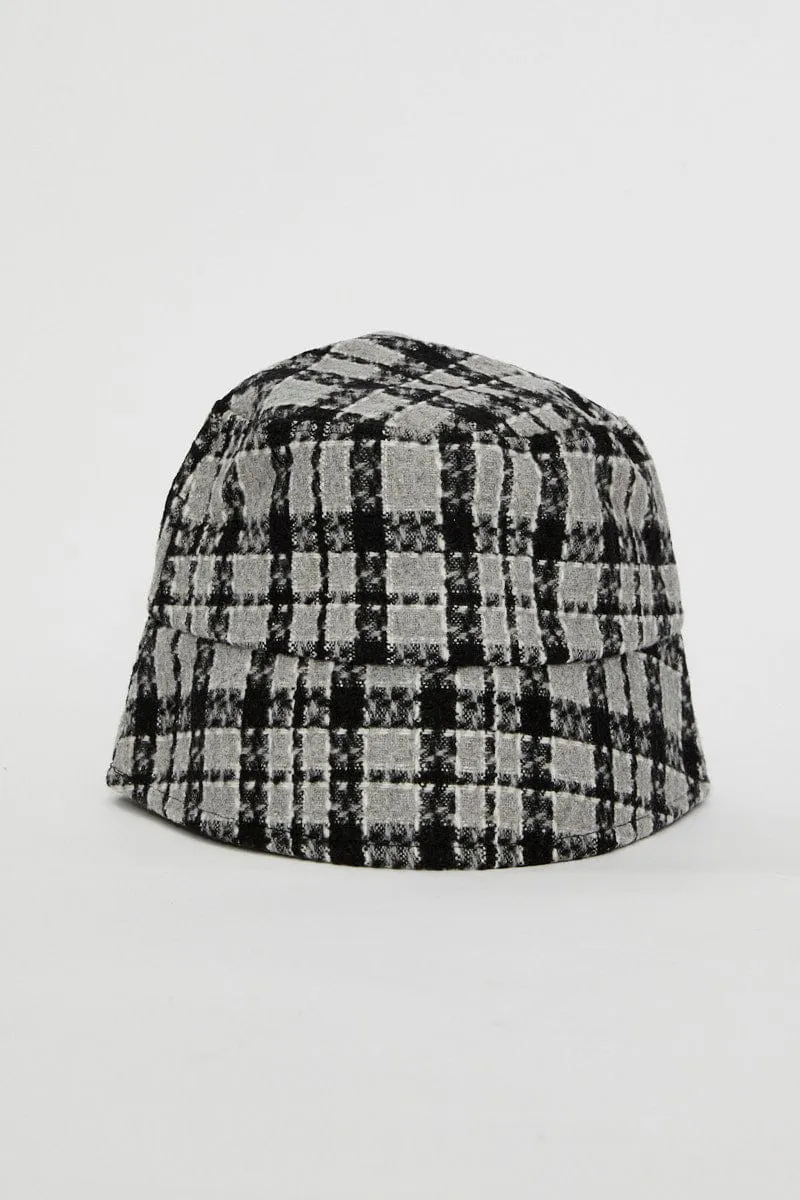 Grey Plaid Bucket Hat