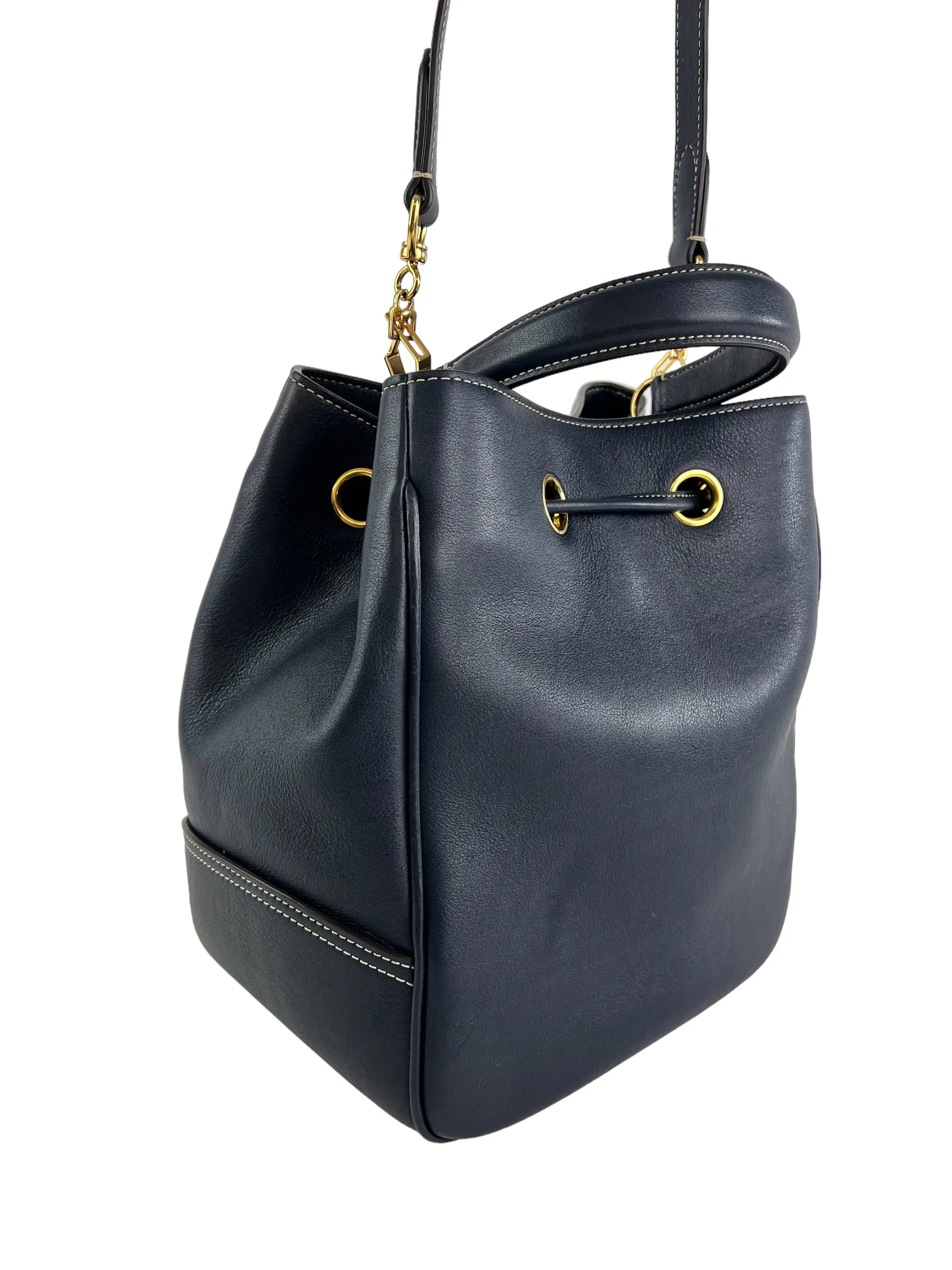 Mulberry Navy Leather Hampstead Bucket Bag