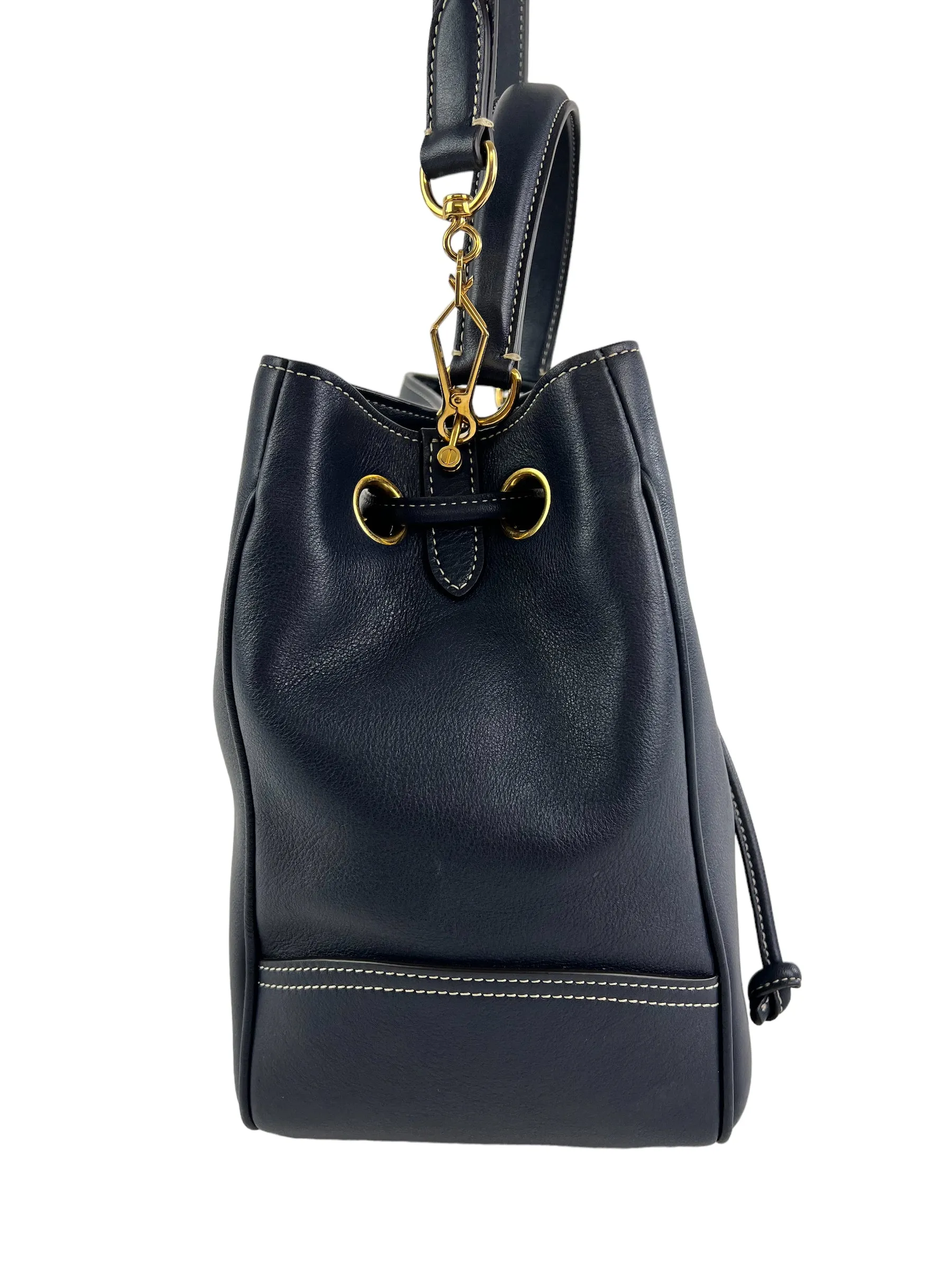 Mulberry Navy Leather Hampstead Bucket Bag