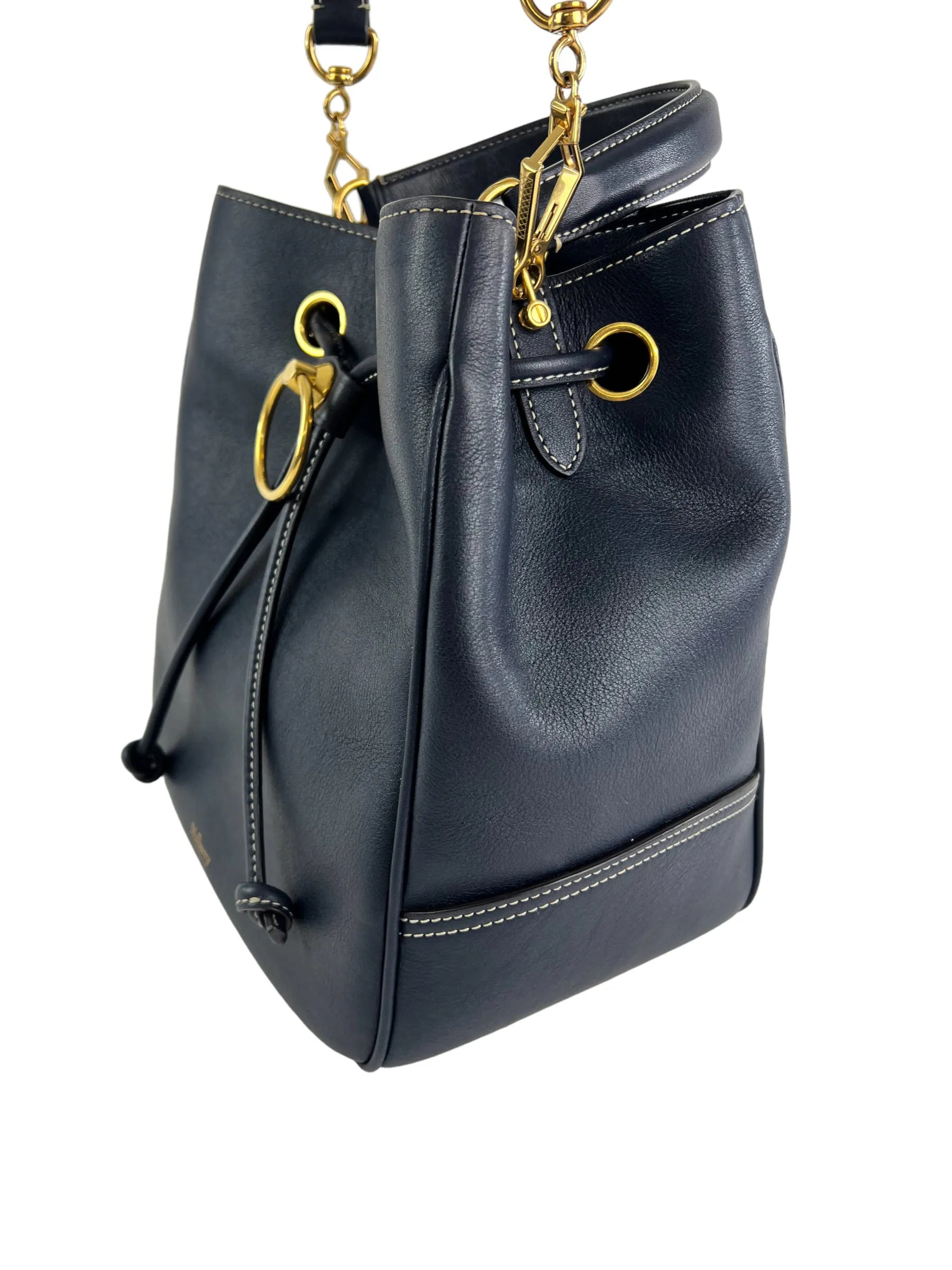 Mulberry Navy Leather Hampstead Bucket Bag