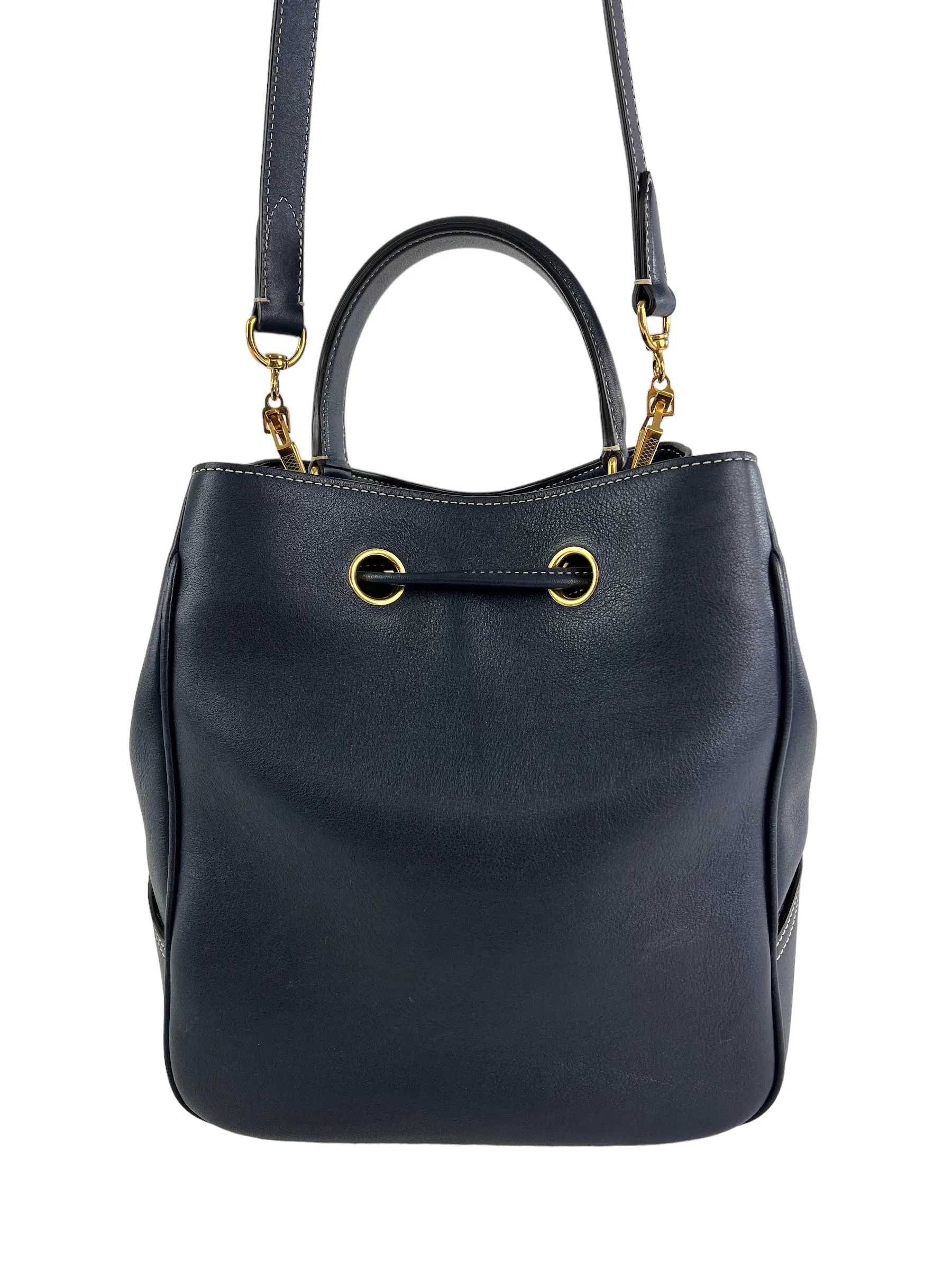 Mulberry Navy Leather Hampstead Bucket Bag