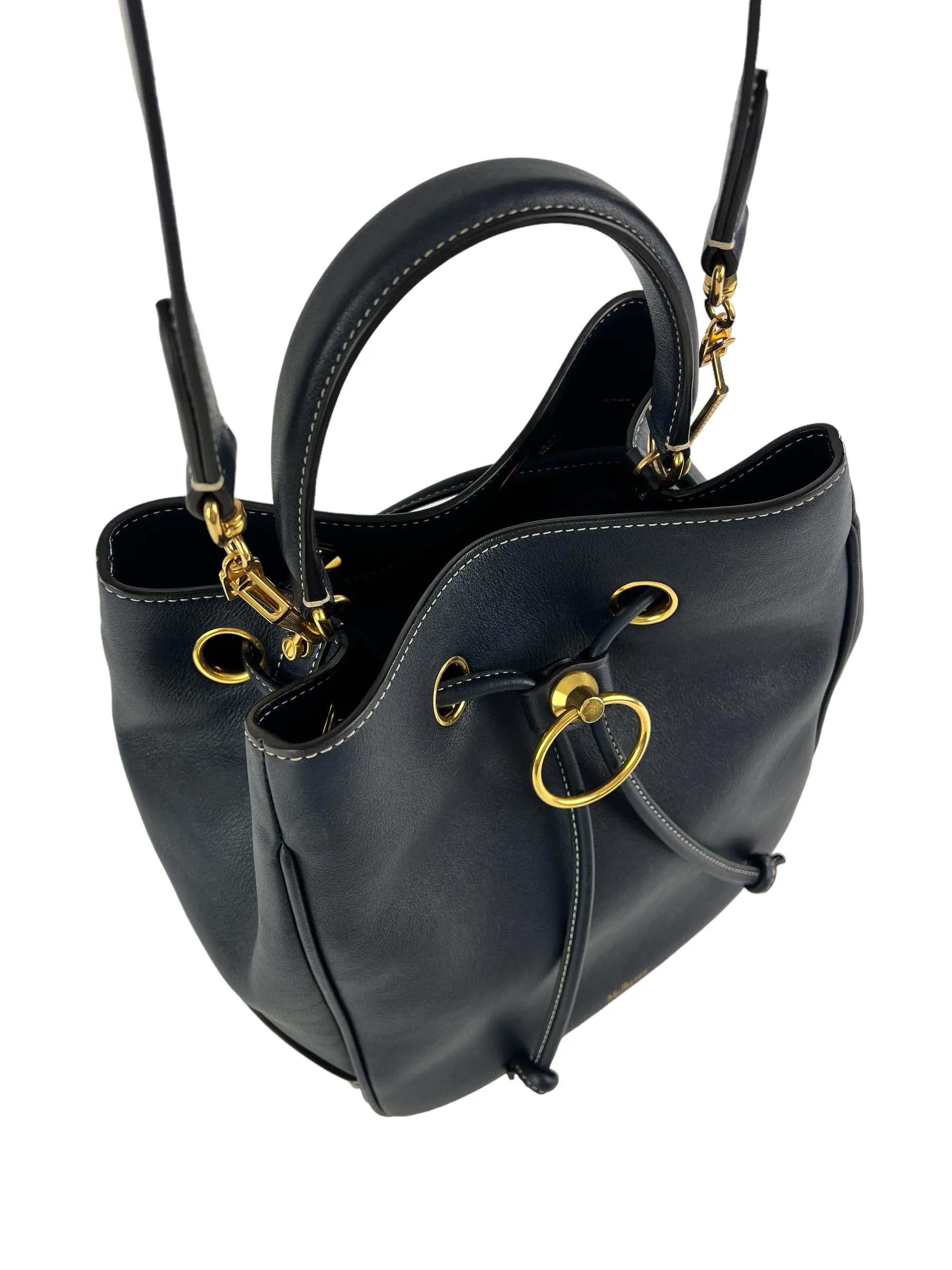 Mulberry Navy Leather Hampstead Bucket Bag