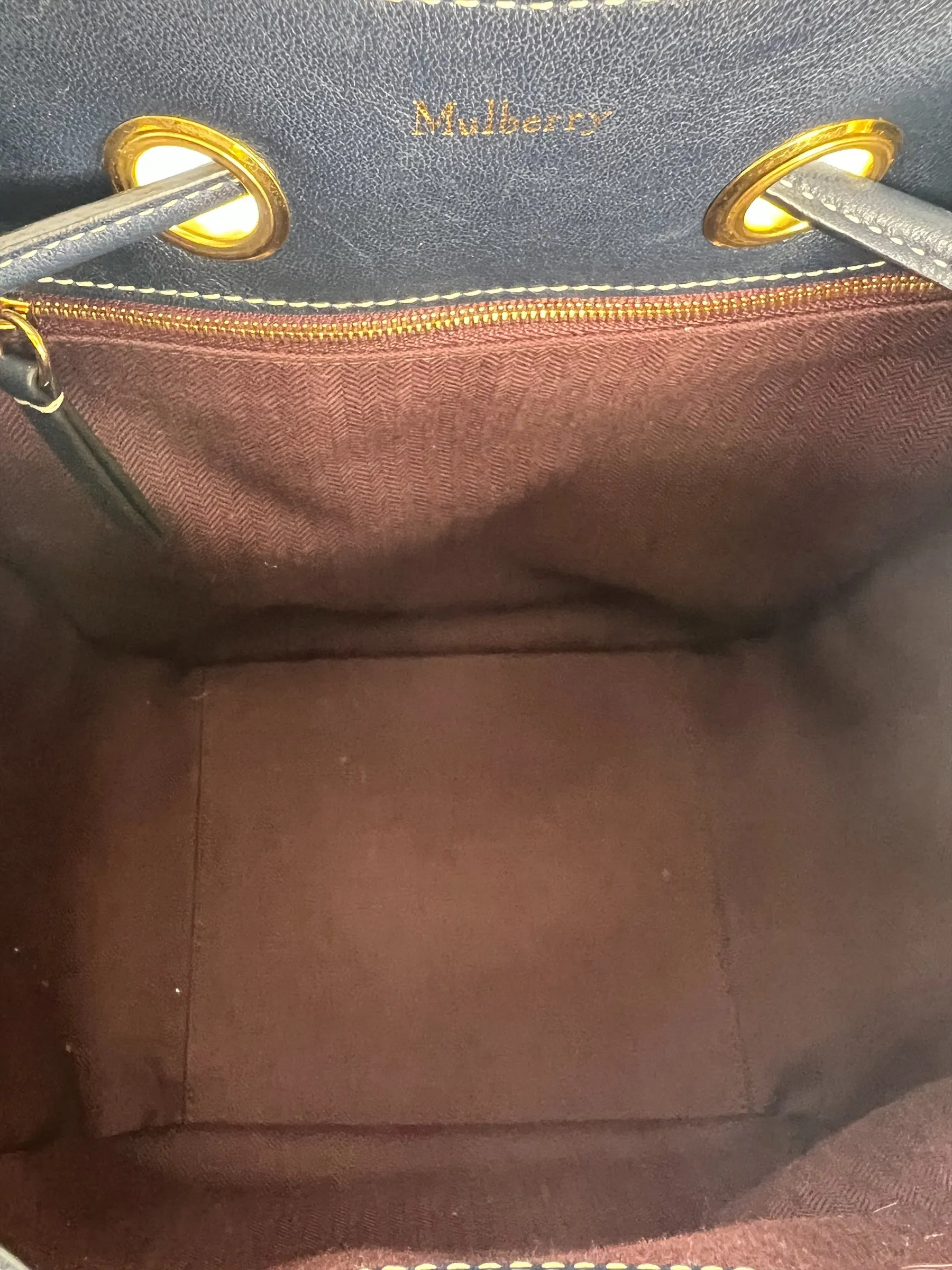 Mulberry Navy Leather Hampstead Bucket Bag