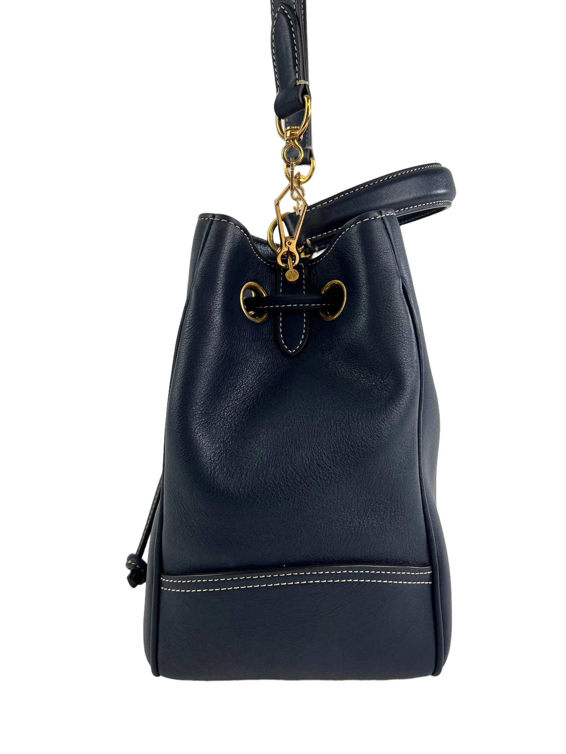Mulberry Navy Leather Hampstead Bucket Bag