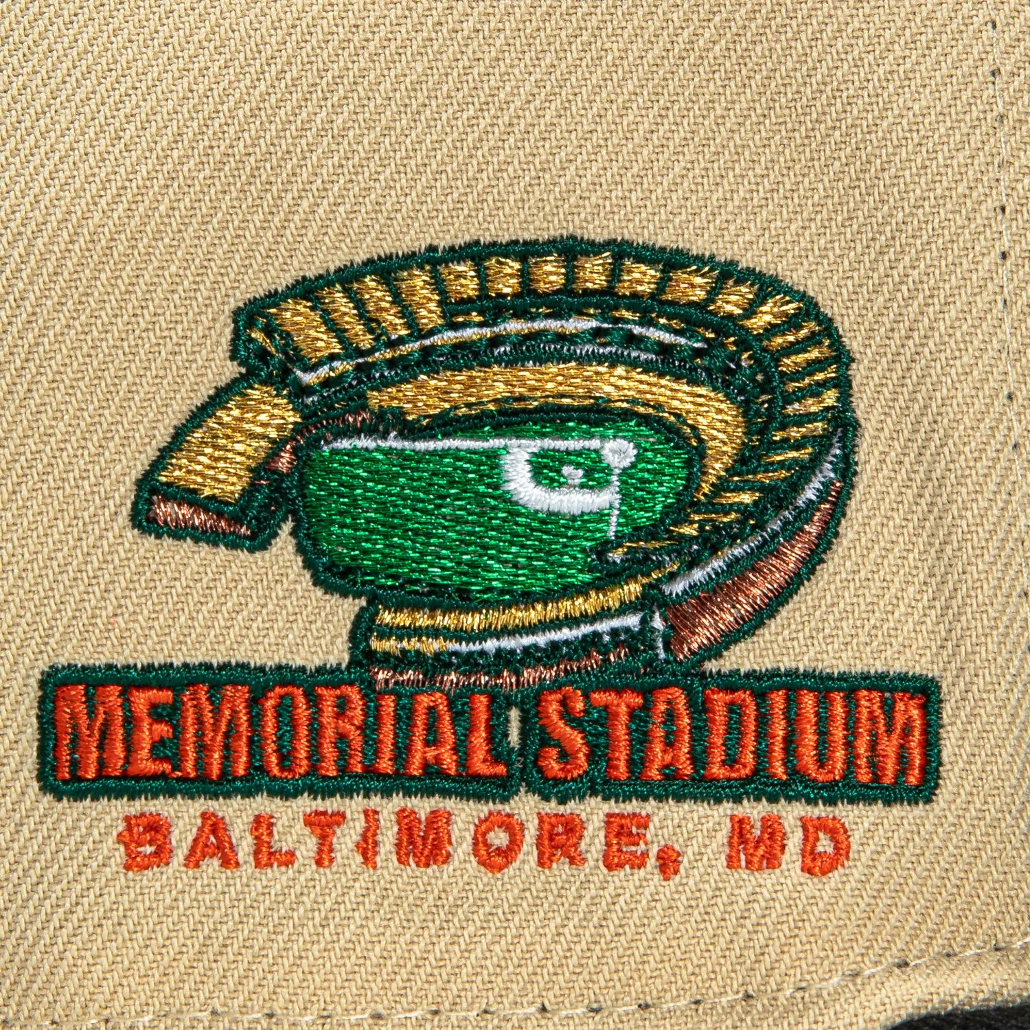 New Era 59Fifty Baltimore Orioles Memorial Stadium Patch Script Hat - Tan. Black