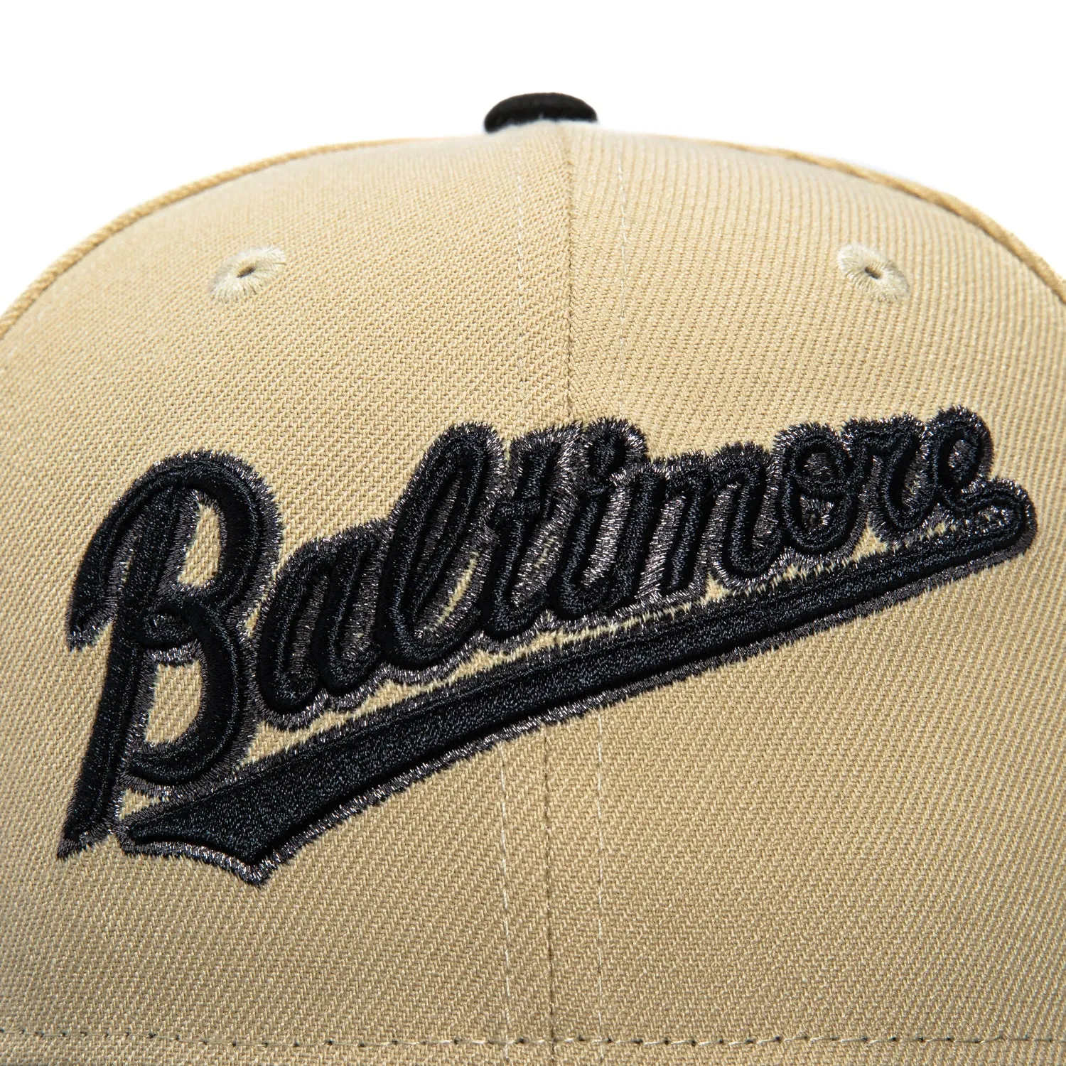 New Era 59Fifty Baltimore Orioles Memorial Stadium Patch Script Hat - Tan. Black