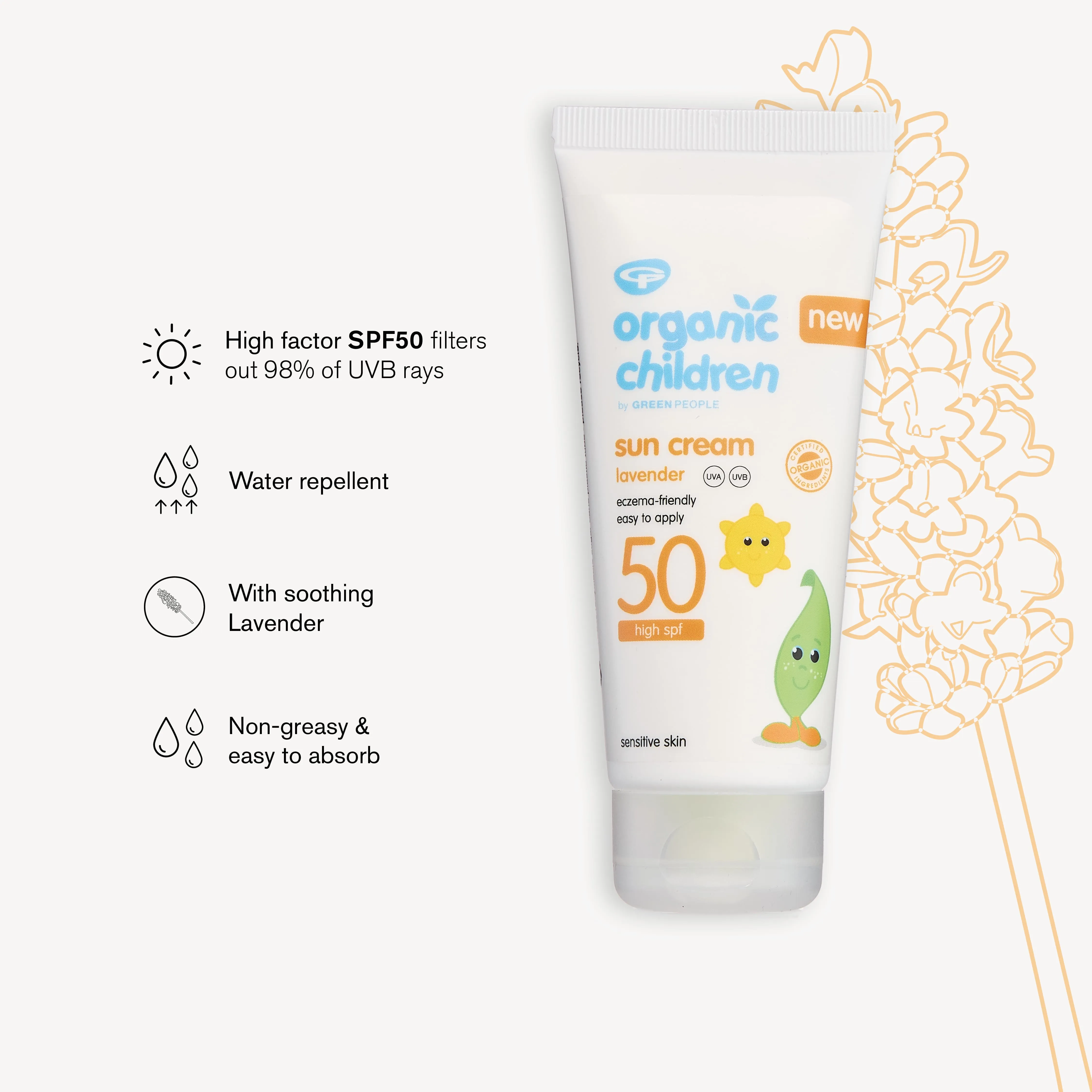 Organic Children Lavender Sun Cream SPF50 100ml