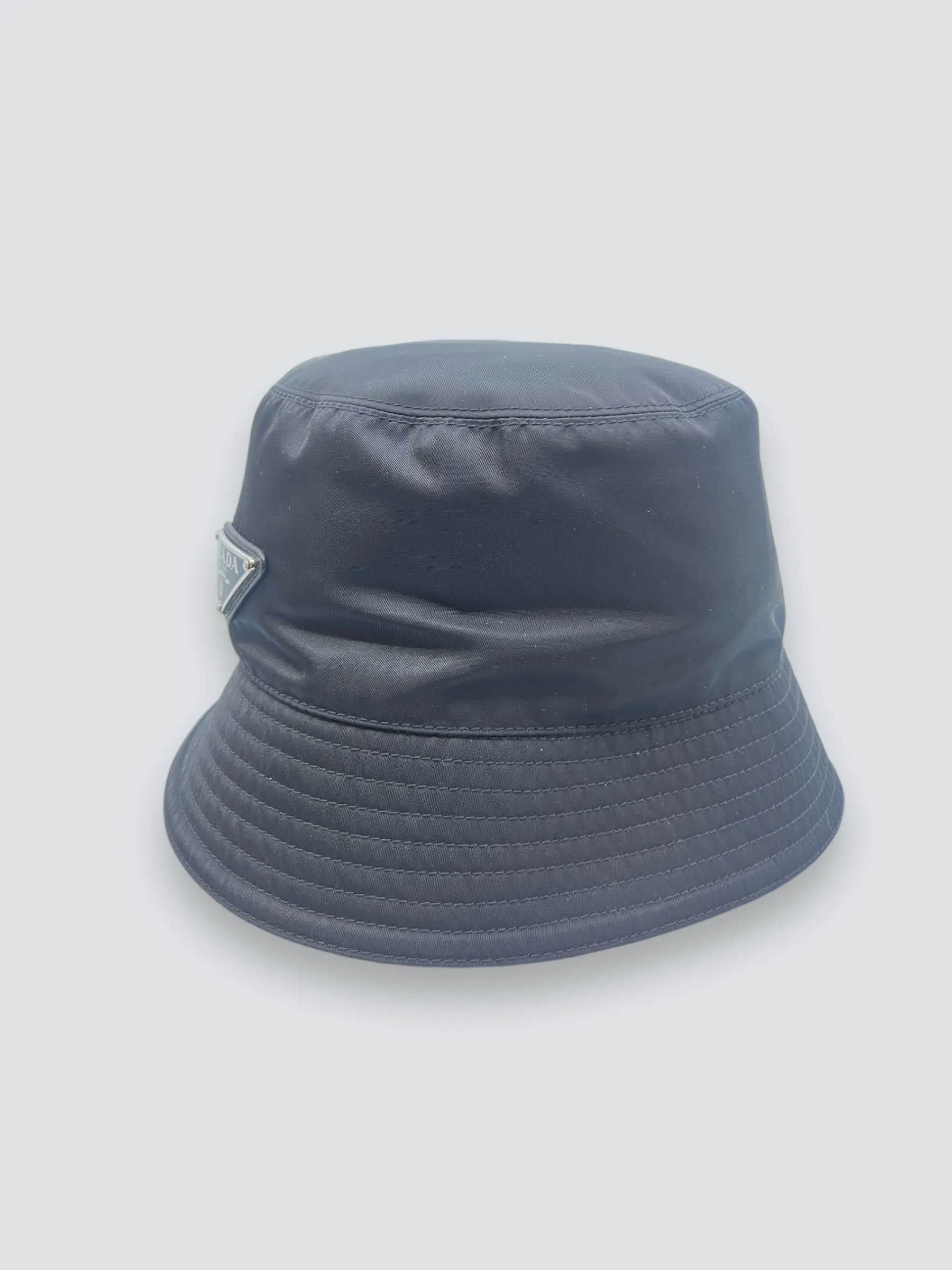 Prada Black Re- Nylon Bucket Hat - Size Small