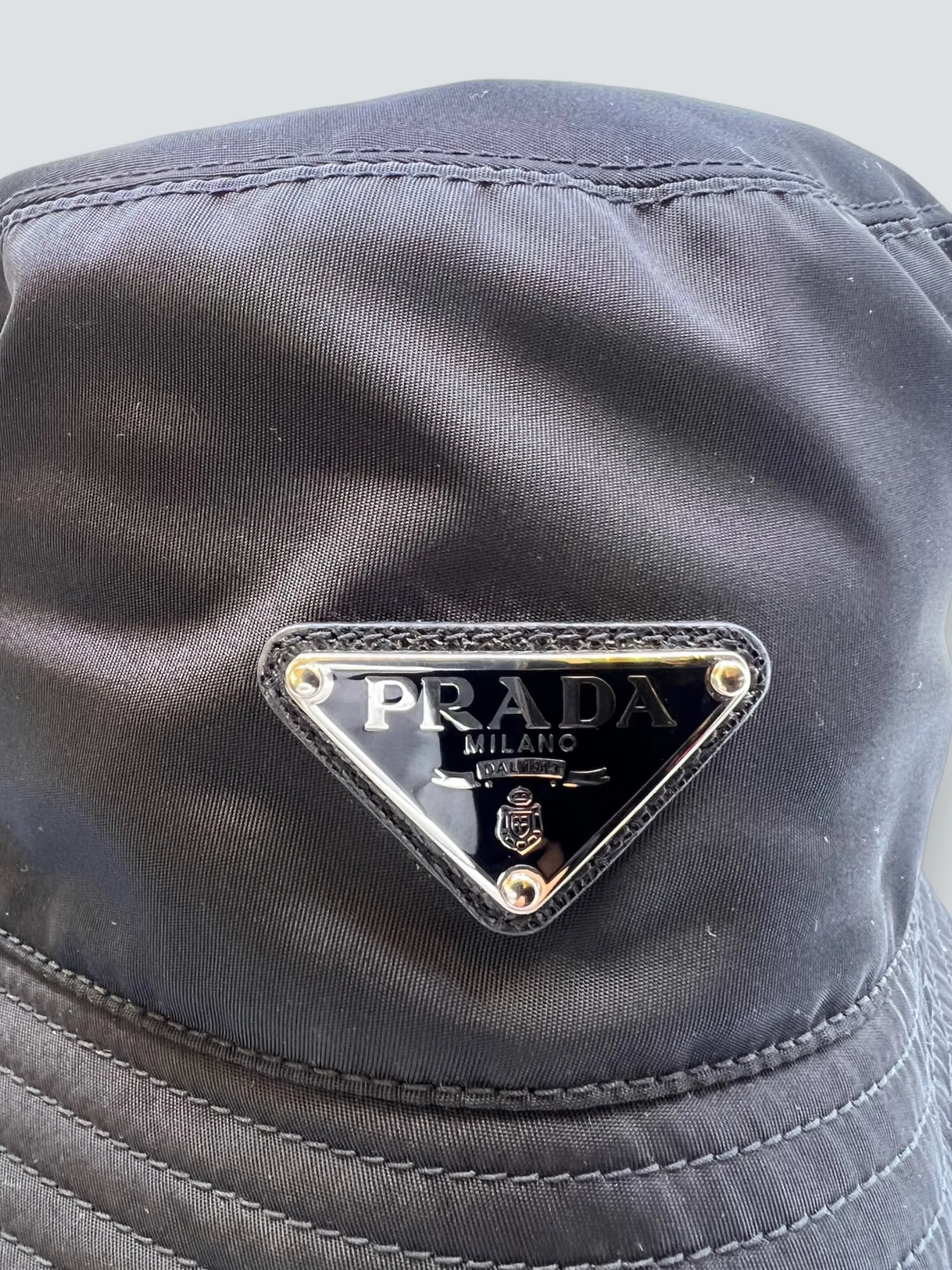 Prada Black Re- Nylon Bucket Hat - Size Small