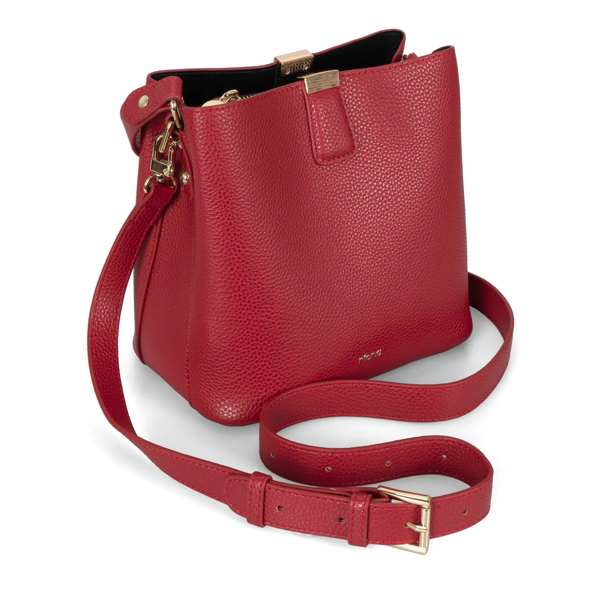 Riona Janis RFID Bucket Bag pebbled