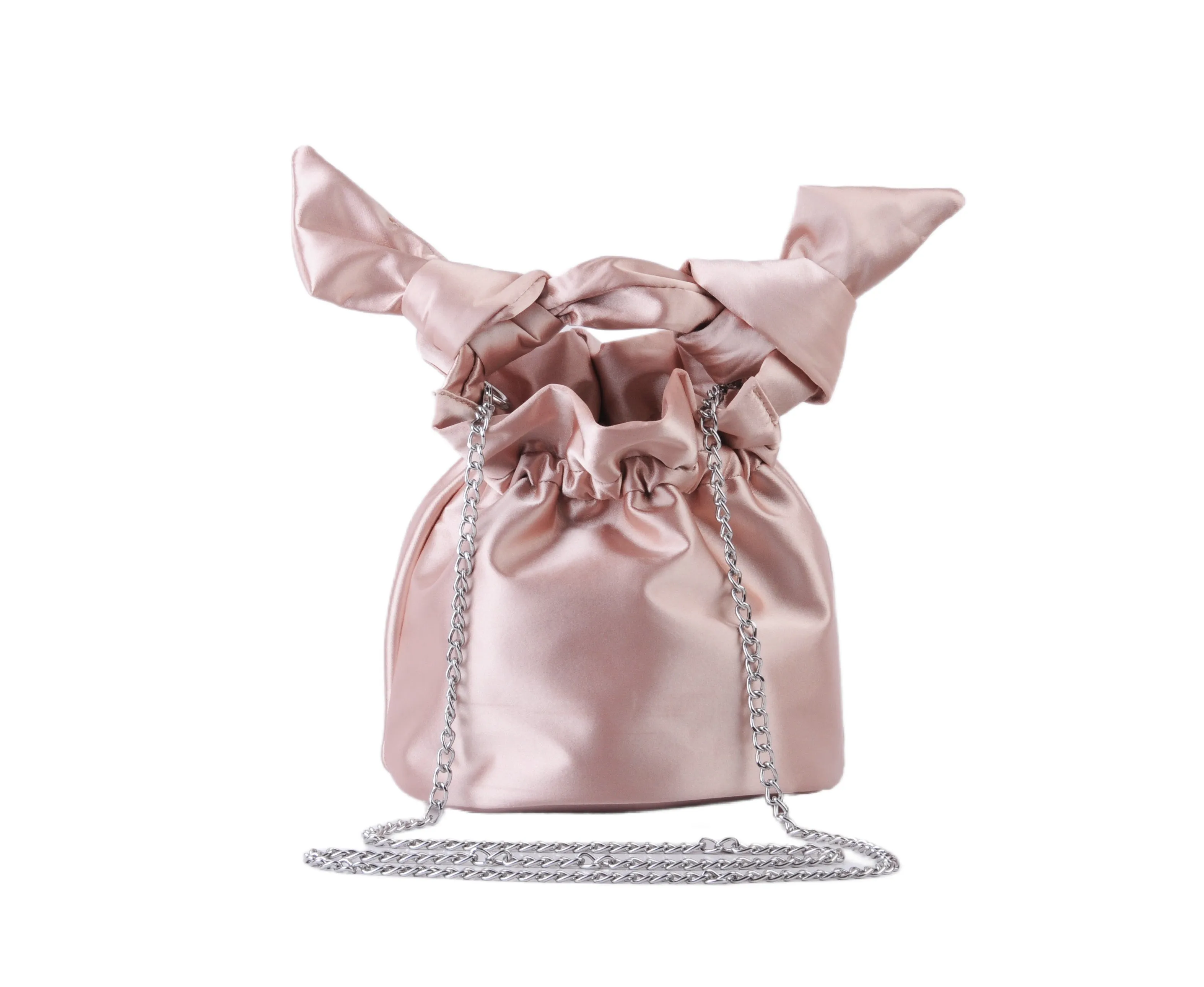Satin Bucket Bag with Bow Charms