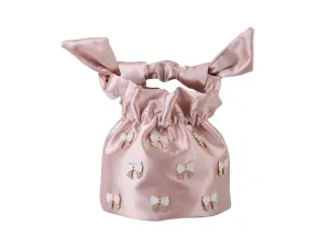 Satin Bucket Bag with Bow Charms