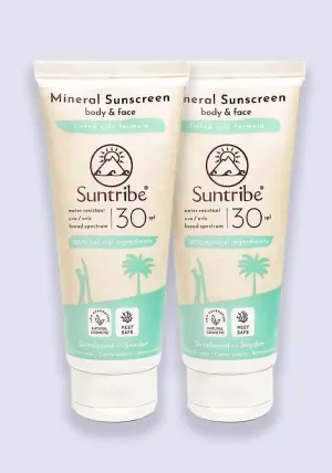 Suntribe Natural Mineral Sunscreen Lotion SPF 30 100ml - 2 Pack Saver