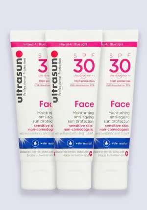 Ultrasun Face Anti-Ageing SPF 30 25ml  - 3 Pack