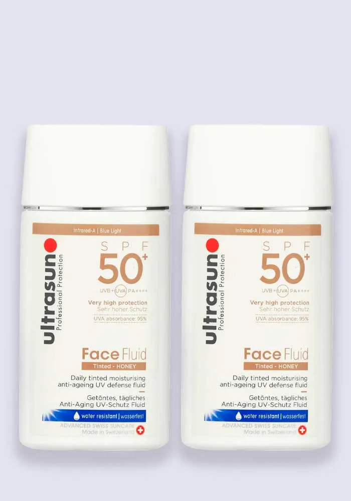 Ultrasun Face Fluid Daily Tinted Anti-Ageing Protection SPF 50  40ml - 2 Pack Saver