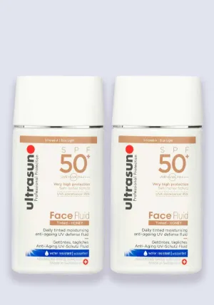 Ultrasun Face Fluid Daily Tinted Anti-Ageing Protection SPF 50  40ml - 2 Pack Saver