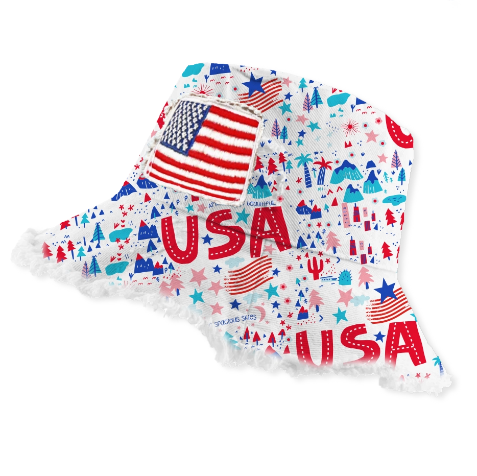 USA Bucket and Boonie Patriotic Hat Assortment Floor Display - 18 Pieces Per Retail Ready Display 88536