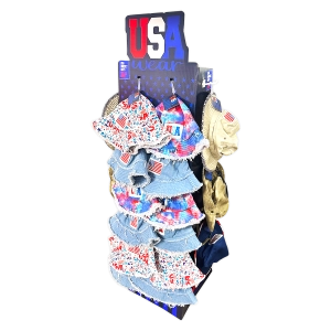 USA Bucket and Boonie Patriotic Hat Assortment Floor Display - 18 Pieces Per Retail Ready Display 88536