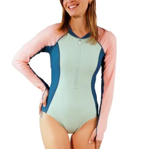 Women's Long Sleeve Half Zip Swimsuit