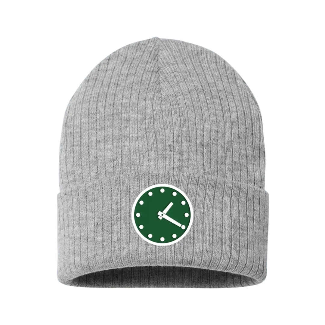 WRIGLEY CLOCK BEANIE. (GREY)